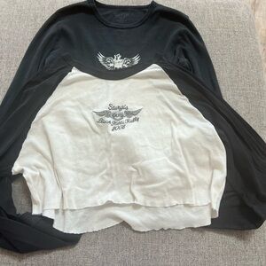 2 brandy Melville John galt long sleeve crop tees size teen Include Both
